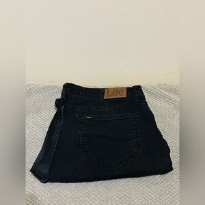 Lee Women’s Black Denim Jeans with Leather Logo Patch